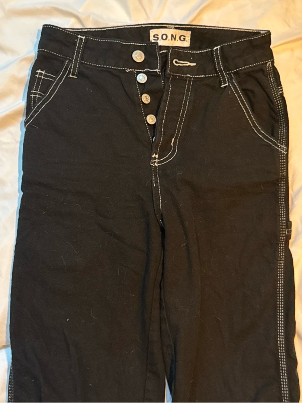 Women's Black Jeans with Contrast Stitching